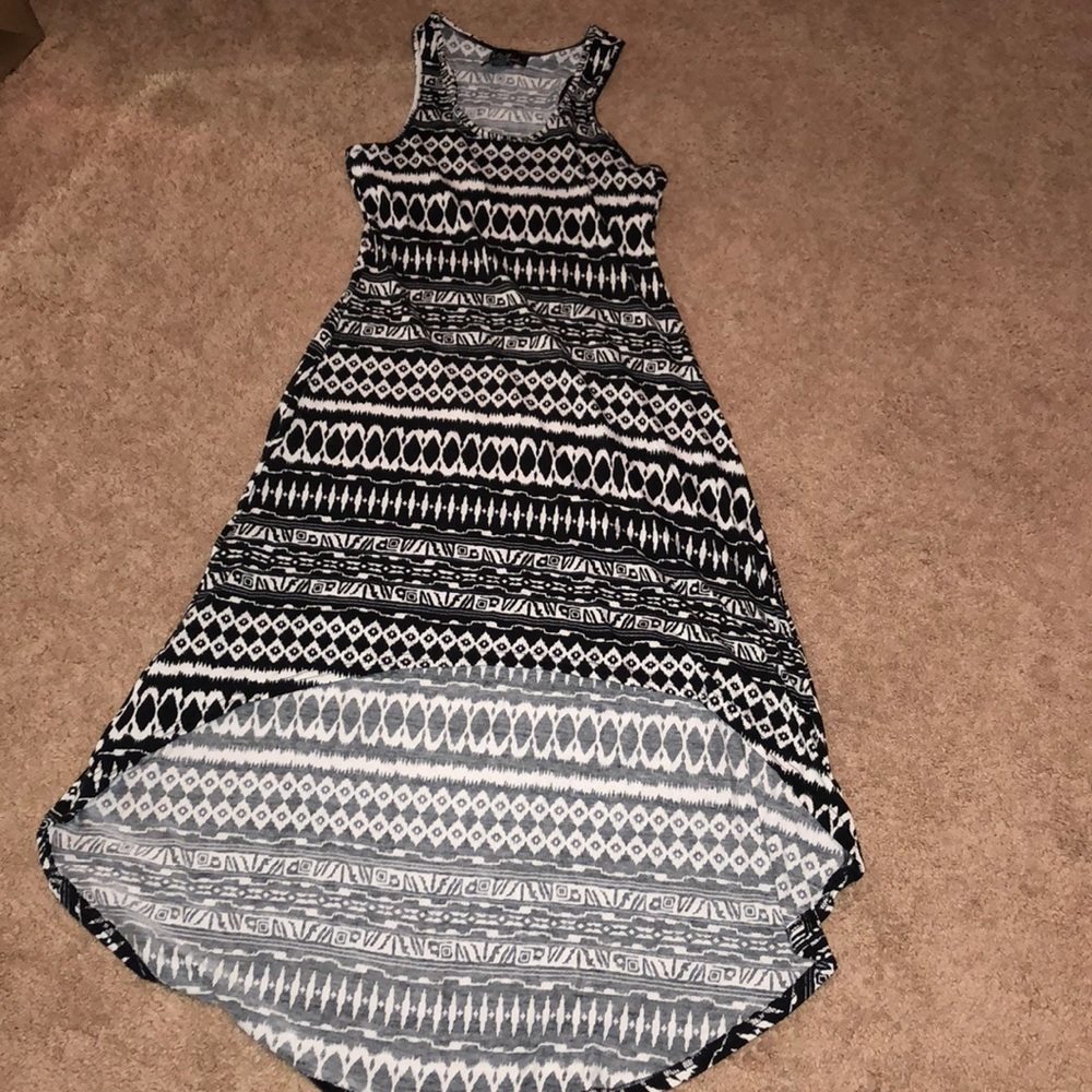 High-Low Black & White Tribal Dress